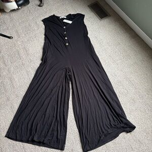 Three Bird Nest Black Button-Front Jumpsuit